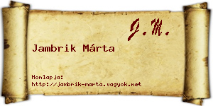 Jambrik Márta névjegykártya